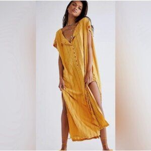 Free People Beach Kaftan Dress Womens L Stripe Coverup Maxi Marrakesh